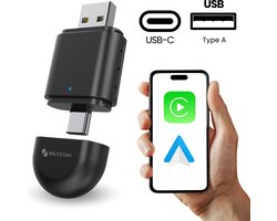 Siltcon® 2-in-1 Carplay Dongle - Android Auto Dongle - Carplay Apple Geschikt - Carplay Draadloos Geschikt - Wireless Carplay Geschikt - Android Auto Geschikt - USB - USB-C - Zwart - 2025 Model