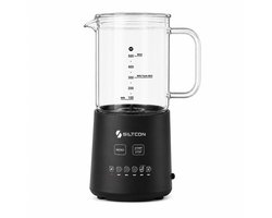 Siltcon® 6-in-1 Melkopschuimer Glas - Melkopschuimer Electrisch 600W – Melkschuimer – PFAS-vrij & BPA-vrij - Warm & Koud Schuim - Uitneembare Glazen Kan - Vaatwasserbestendig - Incl. Cleaning Brush - Zwart