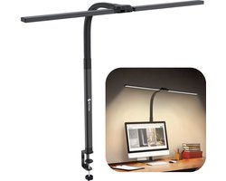 Siltcon® Bureaulamp – Bureaulamp LED Dimbaar – Bureaulamp met Klem – Tafellamp – Hobbylamp – Ledlamp - Klemlamp - Afstandsbediening - Touch Screen- 2.700 K tot 6.500 K - Premium Staal