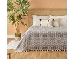 Silvana Katoenen Tweepersoons Bedsprei Antraciet (200x230 cm)