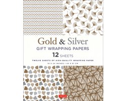 Silver and Gold Gift Wrapping Papers - 12 Sheets