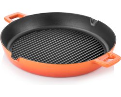 Silver Grillpan - 30 cm - 2.5 liter - Gietijzer - 4 Lagen emaille coating