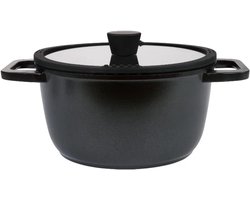 SILVERCREST® Aluminium kookpan 24 cm - Set: Pan, deksel - Antiaanbaklaag - Geschikt voor alle soorten kookplaten - Ovenbestendig tot 160 °C - Vaatwasserbestendig - Zwart