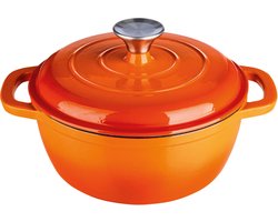 Silvercrest Gietijzeren Braadpan - Inhoud: ca. 2,8 L - Temperatuurbestendig: tot 240 °C - Oranje - Ideaal voor sappig bakken, braden, stoven en smoren - Geschikt voor alle soorten warmtebronnen - incl. inductie