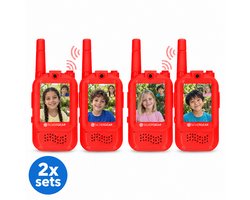 Silvergear® Video Walkie Talkie voor Kinderen - Set van 4 met Camera - Met Stemvervormer - Oplaadbaar via USB-C - Live Beeld & Geluid - Tot 200m Bereik - Kinderspeelgoed vanaf 5 Jaar - Rood - Cadeau voor Jongens en Meisjes 5,6,7,8,9,10+