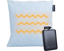 Silvergear Warmtekussen Elektrisch & Oplaadbaar - Verwarmingskussen met Batterij & Thermostaat - Blauw