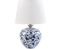 SILVES - Tafellamp - Wit/Blauw - Porselein/Linnen