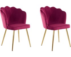Silvia|Gestoffeerde eetkamerstoelen set van 2 in bordeaux fluweel