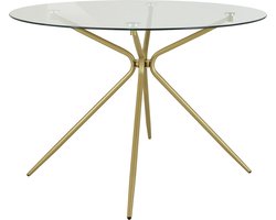 Silvie-Eettafel - Rond Glas/Messing
