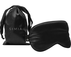 SIMIA™ Premium Zijden Slaapmasker + Opbergzakje - 100% Verduisterend Oogmasker - Verstelbaar - Blinddoek - Zijdezacht - Anti-Rimpel - Cadeau Tip - Zwart
