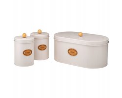 SIMO Broodtrommel & 2 Koffie/Thee Bussen - Beige Metaal