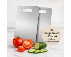 Simpel Life® 2x Premium Titanium Snijplanken - Voor Gezondheid & Hygiëne - Duurzaam & Multifunctioneel - Inclusief E-Book en Handschoenen