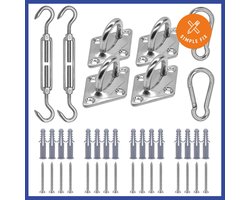 Simple Fix - Bevestigingsset Schaduwdoek - Hangmat bevestigingsset - Bevestigingsmateriaal schaduwdoek -RVS - 40 delig