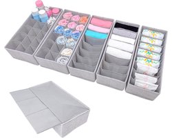 Simple Joy Hemnes Organizer voor commode - stevige bodem - opbergsysteem voor lades - sokken beha ondergoed - 5-delige boxenset van stof