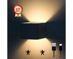 Simple Solutions Lighting® Oplaadbare Wandlamp op accu - Model 2023 - ALUMINIUM - 2700K - Wandlamp zwart - 4000Mah - 12 uur Licht - Wandlamp oplaadbaar - LED verlichting - Veranda - Overkapping - Bewegingssensor - Nachtlampje - Woonkamer