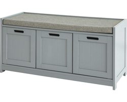 Simple Trade - Schoenenkast - Schoenenbank met zitkussen - MDF - Grijs - 90x45x35 cm