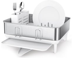 Simplehuman - Afdruiprek Compact met Stalen Frame - Roestvast Staal - Wit