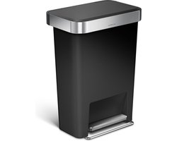 Simplehuman Afvalemmer Rectangular - Met Liner Pocket - Kunststof - 45 liter - Zwart