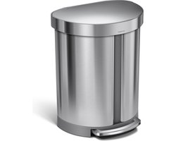 Simplehuman Afvalemmer - Semi Round - GFT - 55 L - RVS