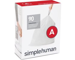 Simplehuman Code A - Avalzakken - 4,5 liter - 90 stuks - met Trekband - Wit