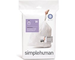 Simplehuman Code B Afvalzakken - 6 liter - 30 stuks - met Trekband - Wit