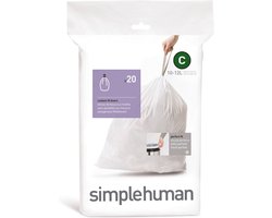 Simplehuman Code C Afvalzakken - 12 liter - 20 stuks - met Trekband - Wit