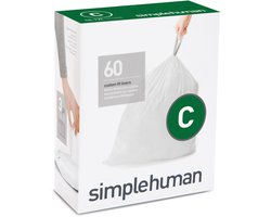 Simplehuman Code C Afvalzakken - 12 liter - 60 stuks - met Trekband - Wit
