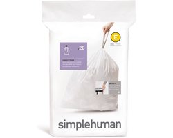 Simplehuman Code E Afvalzakken - 20 liter - 20 stuks - met Trekband - Wit
