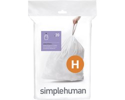 Simplehuman Code H Afvalzakken - 30 liter - 20 stuks - met Trekband - Wit