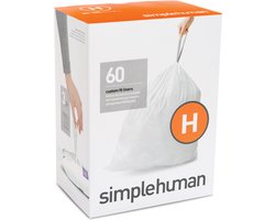 Simplehuman Code H Afvalzakken - 30 liter - 60 stuks - met Trekband - Wit