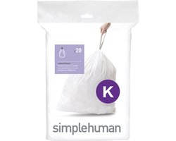 Simplehuman Code K Afvalzakken - 45 liter - 20 stuks - met Trekband - Wit