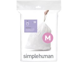 Simplehuman Code M Afvalzakken - 45 liter - 20 stuks - met Trekband - Wit
