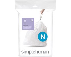 Simplehuman Code N Afvalzakken - 45 liter - 20 stuks - met Trekband - Wit