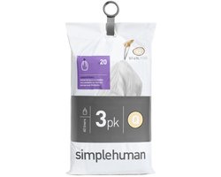 Simplehuman Code Q Afvalzakken - 50 liter - 60 stuks - met Trekband - Wit