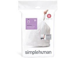 Simplehuman Code V Afvalzakken - 18 liter - 20 stuks - met Trekband - Wit