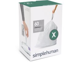 Simplehuman Code X Afvalzakken - 80 liter - 60 stuks - met Trekband - Wit