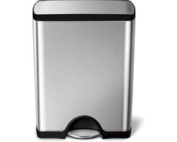 Simplehuman Deluxe Rectangular Pedaalemmer  - 50 l - Mat RVS