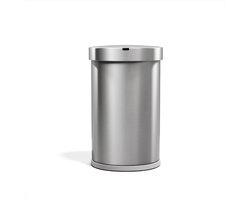 Simplehuman Halfronde Afvalbak van 45 Liter met Sensor - Bewegingsgestuurde - Zilver - Geborsteld RVS