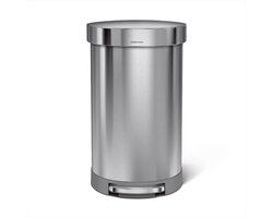 Simplehuman Halfronde Pedaalemmer - 45 Liter - Met zakkenrand - Geborsteld roestvrij staal