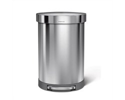 Simplehuman Halfronde Pedaalemmer - 60 Liter - Met zakkenrand - Geborsteld roestvrij staal