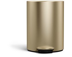 Simplehuman halfronde pedaalemmer van 6 liter - met zakkenhouder - mat goud staal