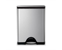Simplehuman Klassieke Rechthoekige Pedaalemmer - 50 Liter - Geborsteld RVS