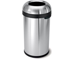 Simplehuman Open afvalbak - 60 liter - Ronde - zwaar geborsteld roestvrij staal