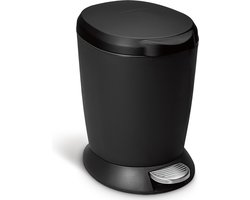 Simplehuman Plastic Stepcan - 6 l -  Zwart/ RVS accent
