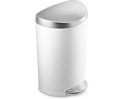 Simplehuman Prullenbak - 10L - RVS - Wit