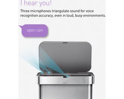 Simplehuman - Prullenbak Liner Pocket Voice Control 58 liter - Zilver - Roestvast Staal
