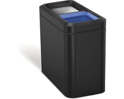 Simplehuman - Prullenbak Profile Open Recycler 10 + 10 liter - Zwart - Roestvast Staal