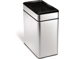 Simplehuman Prullenbak Profile Open - RVS - 10 l - Zilver