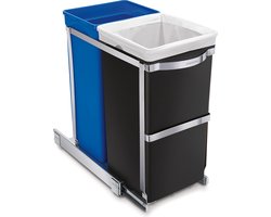 Simplehuman Prullenbak Pull Put Inbouw 20+15 l - Zwart