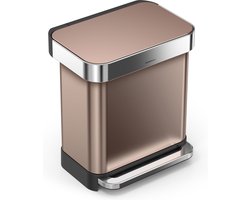 Simplehuman Prullenbak Rectangular - RVS - Incl Liner Pocket - 30 l - Rose Gold